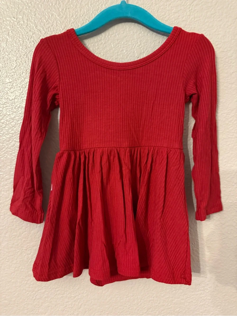Little Sleepies Red Ribbed Long-Sleeve Swing Dress